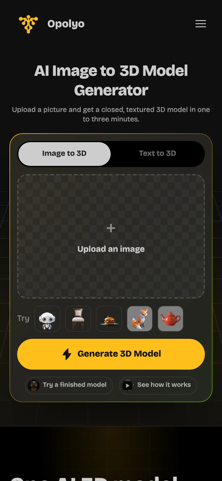 The Opolyo home page on a mobile screen