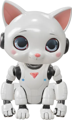 A white robot cat as a textured 3D model
