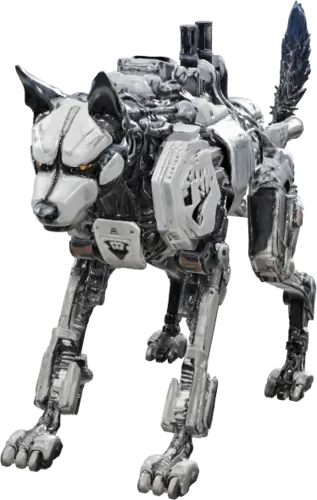 A four-legged mech as a textured 3D model