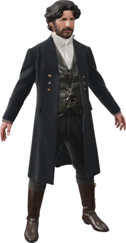 A long-coated period character as a textured 3D model